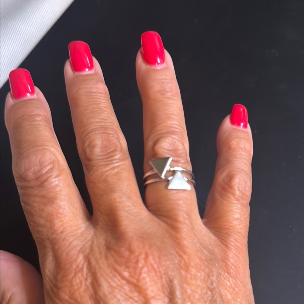 Sterling Silver Triangle Ring set of 2